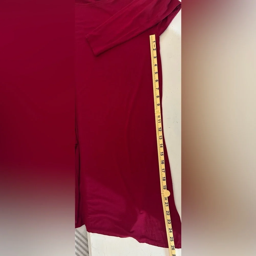 Eileen Fisher Dark Red Long Sleeve Jersey Dress Sz SP Minimalist Quietly Luxury